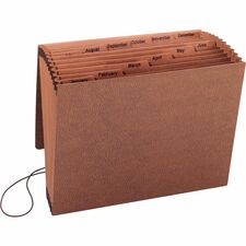 Business Source Letter Recycled Expanding File - 8 1/2" x 11" - 12 Pocket(s) - Brown - 30% Recycled - 1 Each [FILE;EXPAND;W/FLAP;LTR;MTH-EA]
