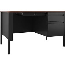Lorell Fortress Series 48" Right-Pedestal Teachers Desk [DESK;TEACHERS;30X48;BK/WAL-EA]