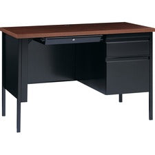 Lorell Fortress Series 45-1/2" Right Single-Pedestal Desk [DESK;24X45.5;SNGL;BK/WAL-EA]