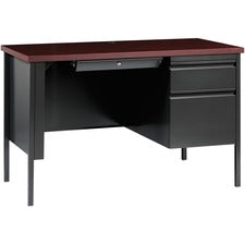 Lorell Fortress Series 45-1/2" Right Single-Pedestal Desk [DESK;24X45.5;SNGL;CH/MAH-EA]