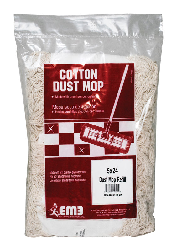 ELITE MOPS AND BROOMS - Elite Mops and Brooms 5"x24" Dust Cotton Mop Refill 1 pk