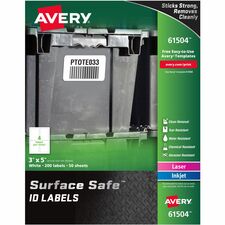 Avery&reg; Surface Safe ID Label [LABEL;SURFSAFE;REM;WE;200PK-PK]
