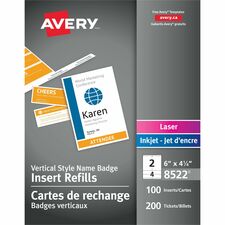 Avery&reg; Vertical Name Badge and Ticket Insertsfor Laser and Inkjet Printers
