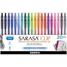 Zebra Pen SARASA Clip Retractable Gel Pen [PEN;RT;GEL;.5MM;AST;20/PK-PK]