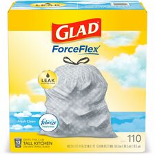 Glad ForceFlex Tall Kitchen Drawstring Trash Bags [BAG;KITC;FRSHODRS;13GL;110-BX]