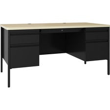 Lorell Fortress Series Double-Pedestal Teachers Desk [DESK;TEACHERS;30X60;BK/MP-EA]