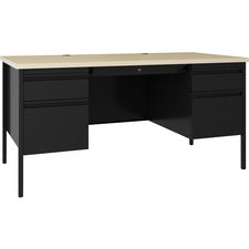 Lorell Fortress Series Double-Pedestal Desk [DESK;DBLPED;30X60;BK/MP-EA]