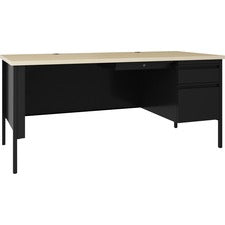 Lorell Fortress Series 66" Right-Pedestal Desk [DESK;RH;PED;66X30;BKMP-EA]