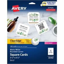 Avery&reg; Clean Edge Square Cards, Rounded Corners, 2.5" x 2.5" (35703)