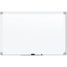U Brands White Aluminum Framed Magnetic Porcelain Steel Board, 48" X 36"