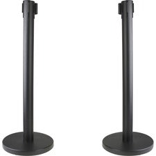 Genuine Joe Crowd-Control Posts - 34" Height - Black - Steel - 2 / Carton