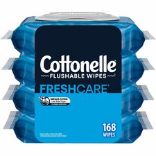 Cottonelle Flushable Wipes - 7.25" - White - Fiber - 4 Per Carton - 1 Each