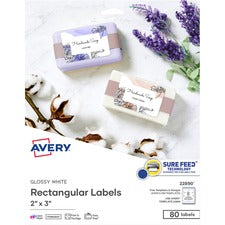 Avery&reg; Glossy White Labels, 2" x 3" , 80 Labels (22890)