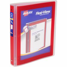Avery&reg; Flexi-View 3 Ring Binder, 1 Inch Round Rings, 1 Red Binder