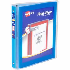Avery&reg; Flexi-View 3 Ring Binder, 1 Inch Round Rings, 1 Blue Binder