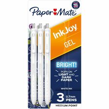 Paper Mate Inkjoy Gel Bright! Pens, Medium Point (0.7mm) [PEN;GEL;IJ;BRIGHT;WHT;3CT-PK]