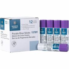 Business Source Bulk Purple Glue Sticks - 0.26 oz - 12 / Box - Purple