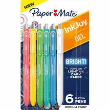 Paper Mate Inkjoy Gel Bright! Pens, Medium Point (0.7mm) [PEN;GEL;IJ;BRIGHT;ASST;6CT-PK]