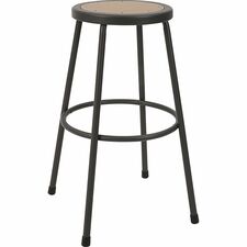 Lorell Metal Shop Stool - Wood, Medium Density Fiber (MDF) Seat - Light Gray - Metal - 1 Each [STOOL;WOODSEAT;30"-EA]