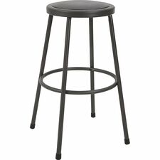 Lorell Metal Shop Stool - Vinyl Seat - Light Gray - Metal - 1 Each [STOOL;PADDEDSEAT;30"-EA]