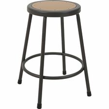 Lorell Metal Shop Stool - Wood, Medium Density Fiber (MDF) Seat - Light Gray - Metal - 1 Each [STOOL;WOODSEAT;24"-EA]