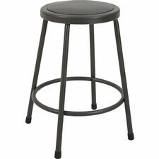 Lorell Metal Shop Stool - Vinyl Seat - Light Gray - Metal - 1 Each [STOOL;PADDEDSEAT;24"-EA]