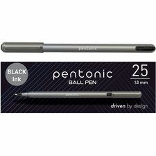 Pen-Tab Ballpoint Pen Set - 1 mm Pen Point Size - Black - Nickel Silver Tip - 25 / Box