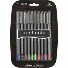 Pen-Tab Ballpoint Pen Set - 1 mm Pen Point Size - Assorted - Nickel Silver Tip - 10 / Pack