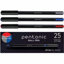 Pen-Tab Ballpoint Pen Set - 0.7 mm Pen Point Size - Assorted - Nickel Silver Tip - 25 / Box