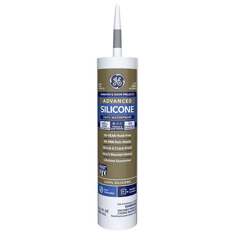 SILICONE II - GE Advanced Light Gray Silicone 2 Window and Door Caulk Sealant 10.1 oz - Case of 12