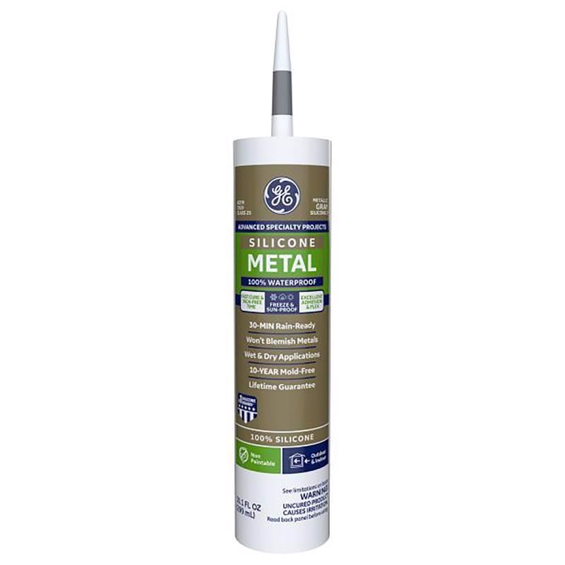 SILICONE II - GE Advanced Gray Silicone 2 Metal Gutter Caulk Sealant 10.1 oz - Case of 12