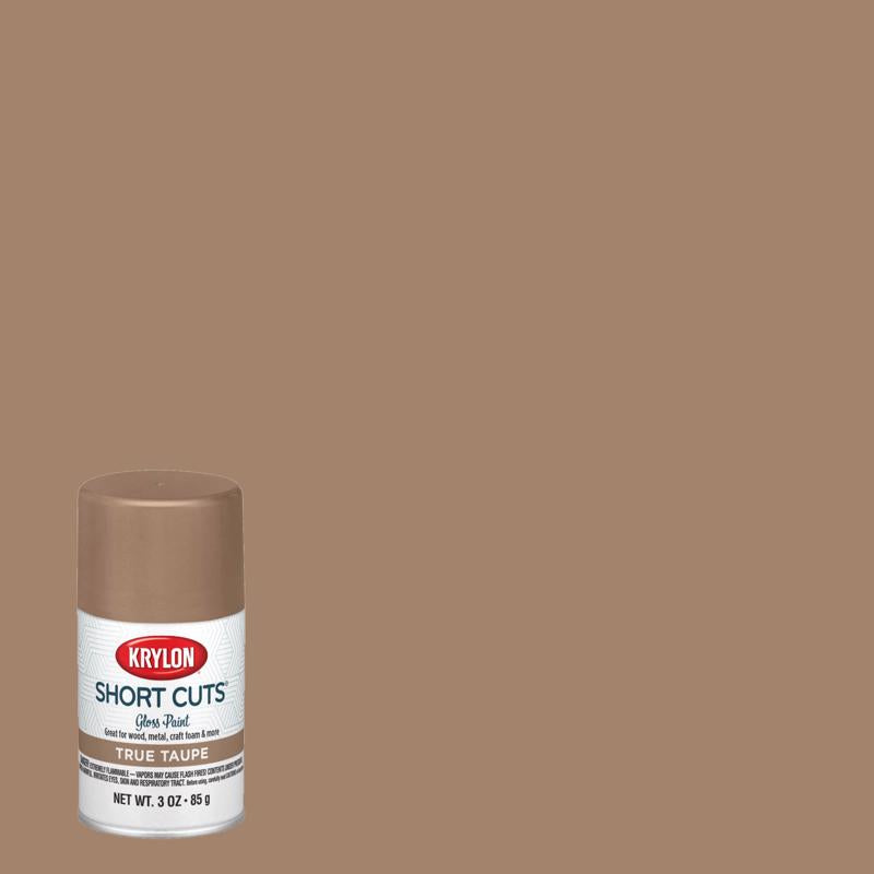 KRYLON - Krylon Short Cuts Gloss True Taupe Spray Paint 3 oz - Case of 6