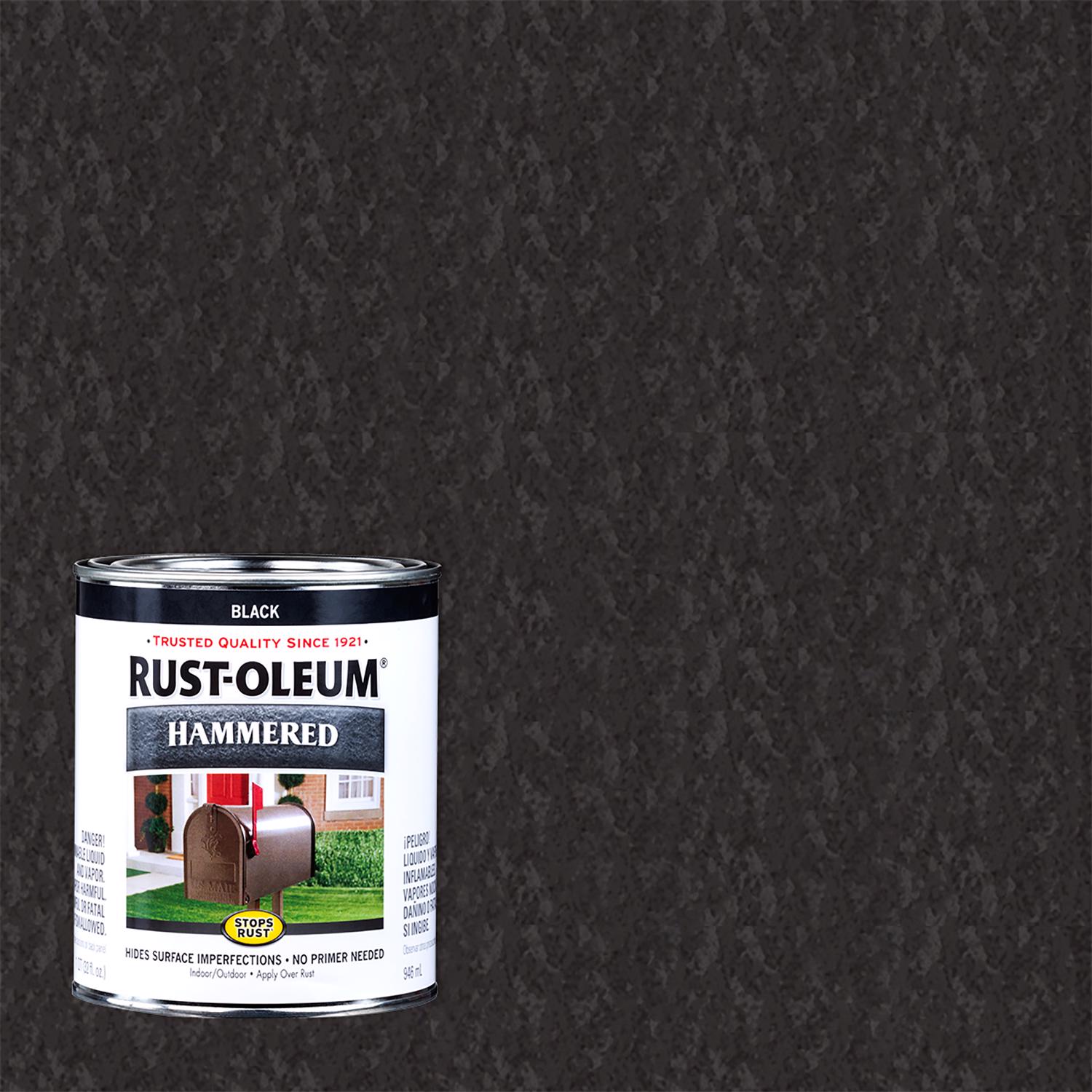 Rust-Oleum Stops Rust Indoor and Outdoor Hammered Black Oil-Based Protective Paint 1 qt - Case of 2