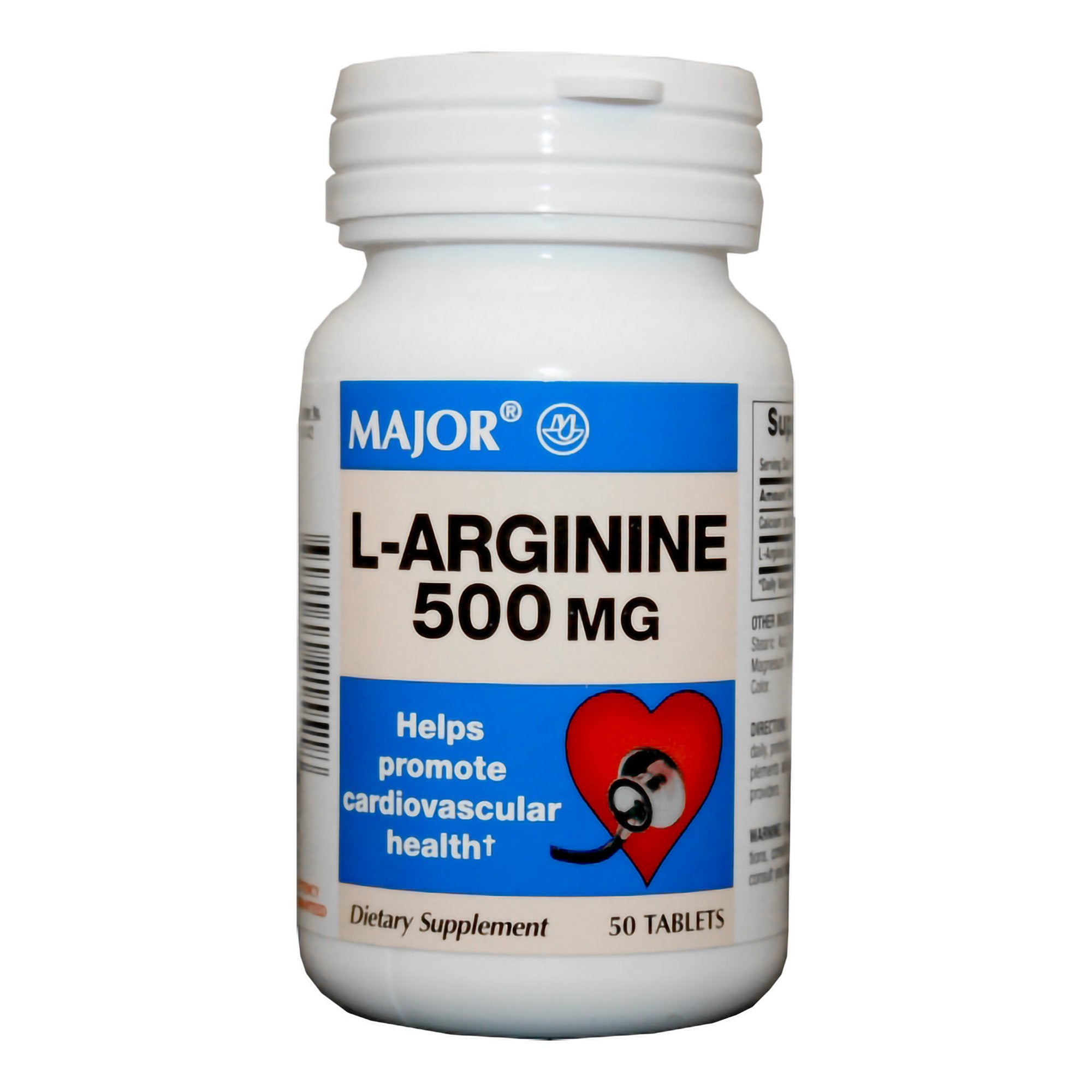 Major Pharmaceuticals - Dietary Supplement Major® L-Arginine 500 mg Strength Tablet 50 per Bottle [1/BT]