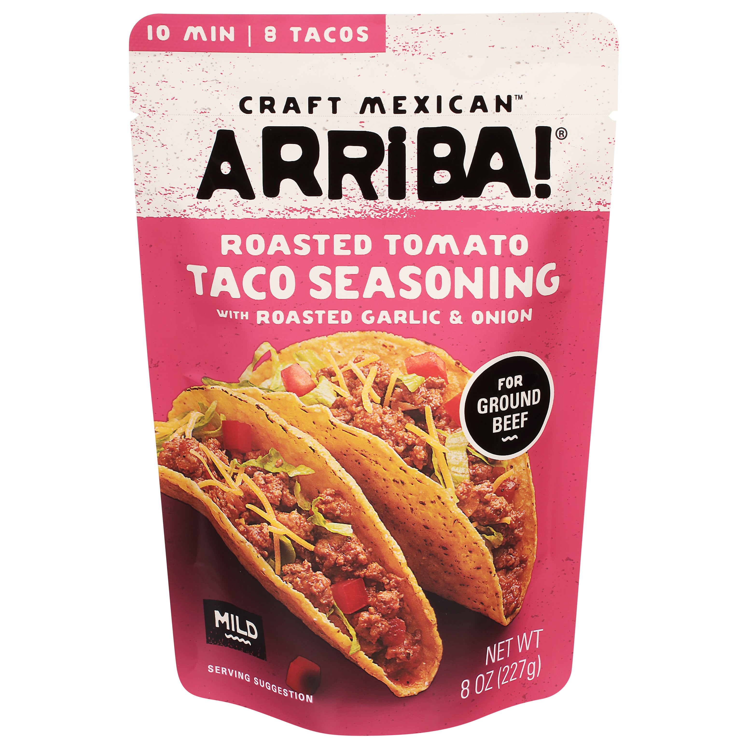 Arriba! Craft Mexican Mild Roasted Tomato Taco Seasoning with Roasted Garlic & Onion 8 oz - Case of 6