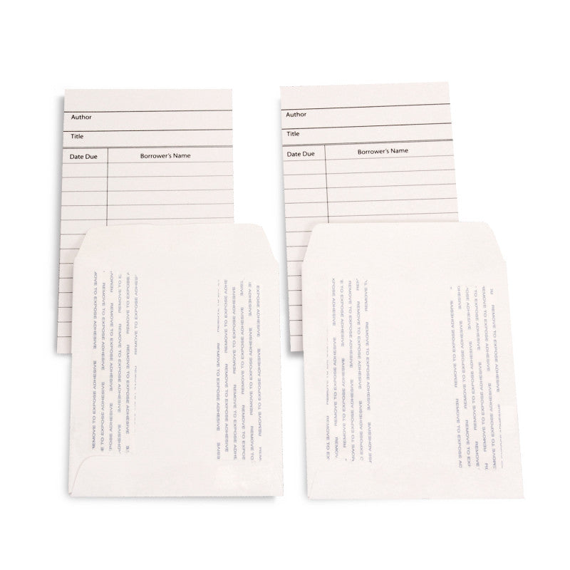 HYGLOSS - Library Cards & Self-Adhesive Pockets Combo, White, 150 Each/300 Pieces