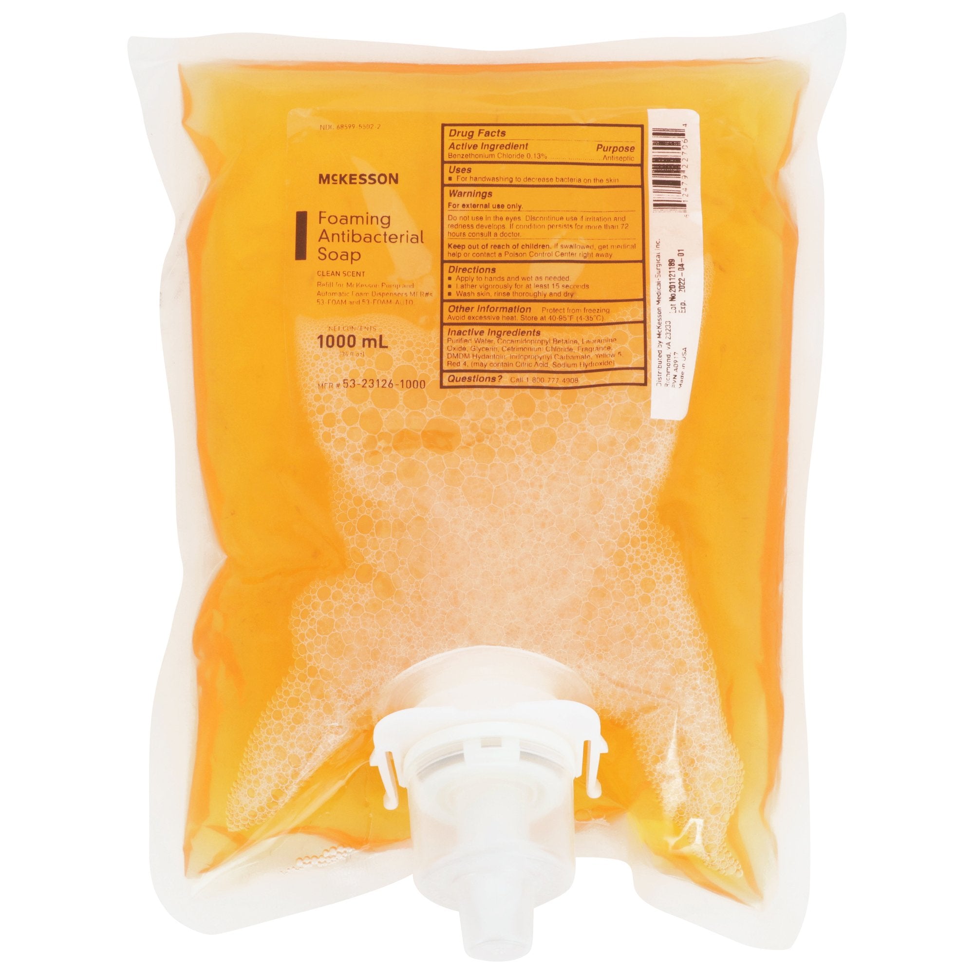 McKesson Brand - Antibacterial Soap McKesson Foaming 1,000 mL Dispenser Refill Bag Clean Scent [1/EA]