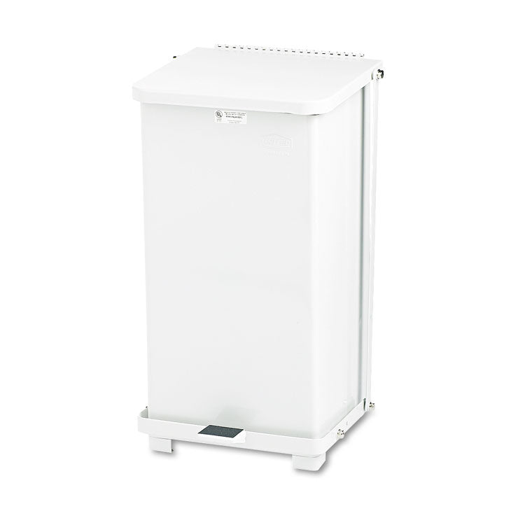 Rubbermaid Commercial - Defenders Heavy-Duty Steel Step Can, 6.5 gal, Steel, White