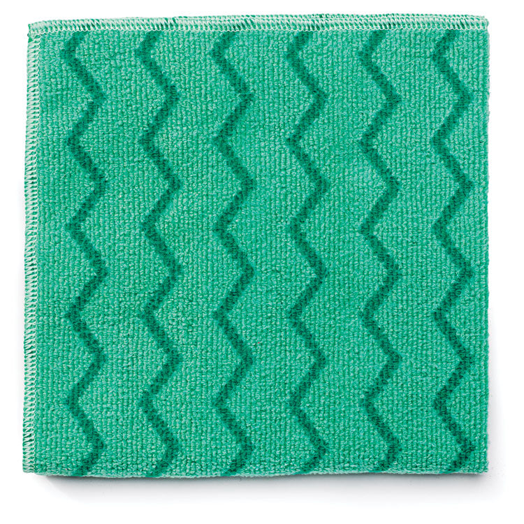 Rubbermaid Commercial - Reusable Cleaning Cloths, Microfiber, 16 x 16, Green, 12/Carton