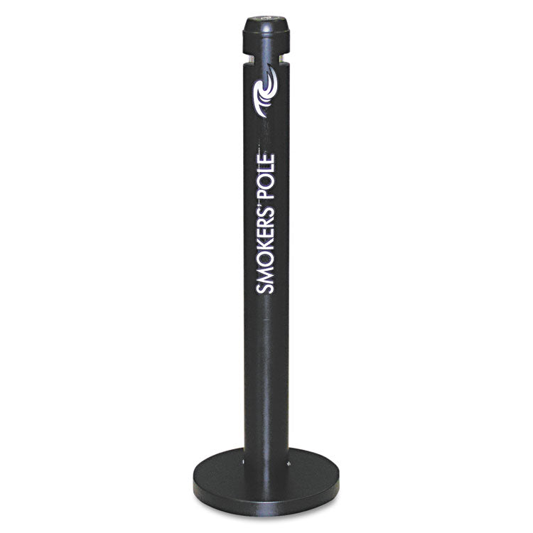 Rubbermaid Commercial - Smoker's Pole, Round, Steel, 0.9 gal, 4 dia x 41h, Black