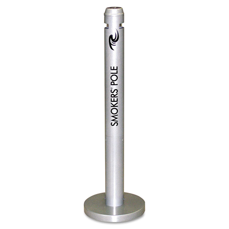 Rubbermaid Commercial - Smoker's Pole, Round, Steel, 0.9 gal, 4 dia x 41h, Silver