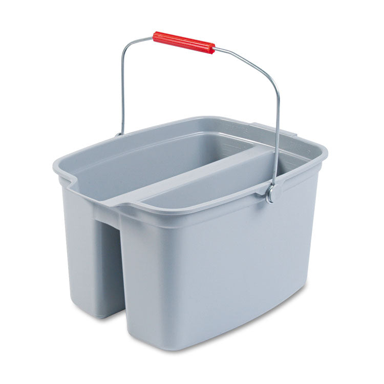 Rubbermaid Commercial - 19 Quart Double Utility Pail, Plastic, Gray, 18 x 14.5 x 10