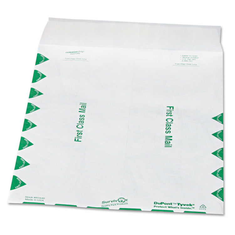 Survivor - Lightweight 14 lb Tyvek Catalog Mailers, First Class, #12 1/2, Square Flap, Redi-Strip Closure, 9.5 x 12.5, White, 100/Box