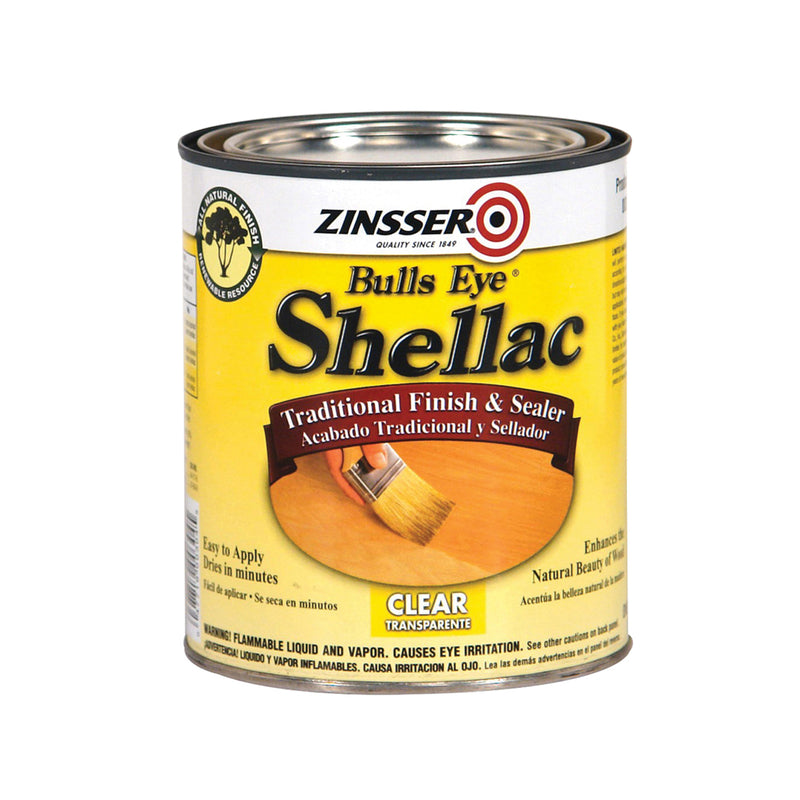 BULLS EYE - Zinsser Bulls Eye Clear Oil-Based Shellac Finish and Sealer 1 qt