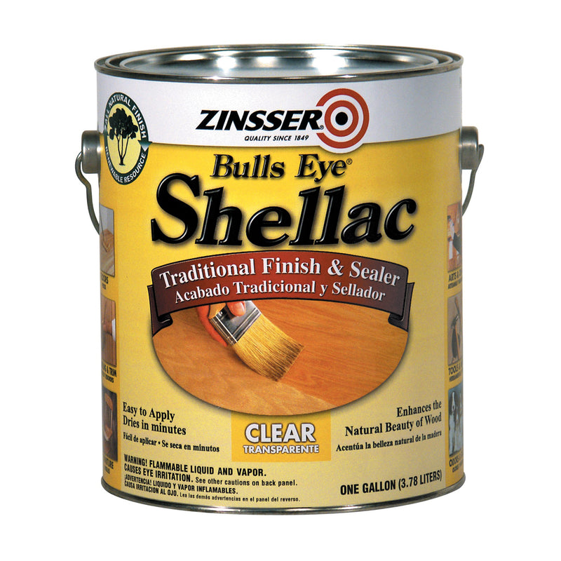 BULLS EYE - Zinsser Bulls Eye Gloss Clear Oil-Based Shellac Finish and Sealer 1 gal - Case of 2