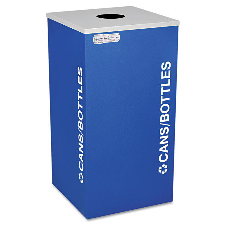Ex-Cell - Kaleidoscope Collection Bottle/Can Recycling Receptacle, 24 gal, Steel, Royal Blue
