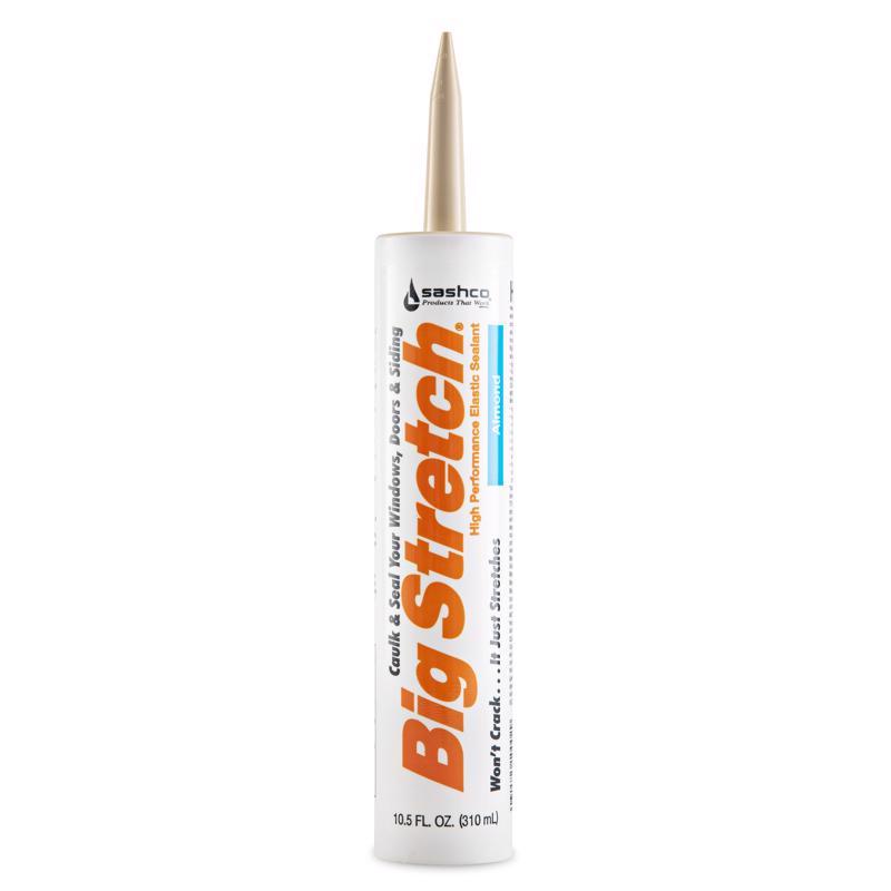 BIG STRETCH - Sashco Big Stretch Almond Elastomeric Acrylic Latex Door/Siding/ Window Caulk 10.5 oz - Case of 12
