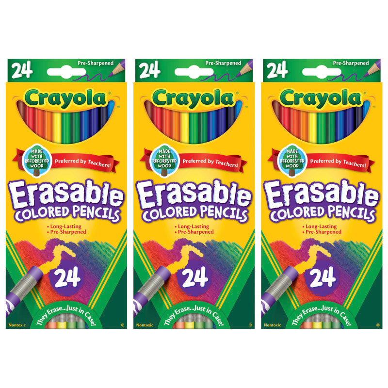 Erasable Colored Pencils, 24 Per Box, 3 Boxes