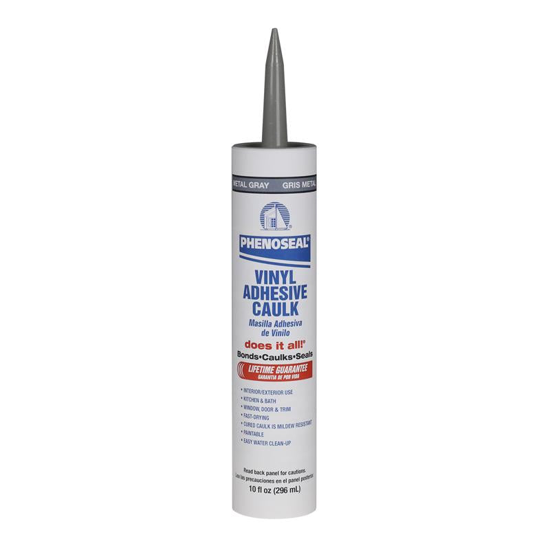 PHENOSEAL - Phenoseal Gray Vinyl Kitchen and Bath Adhesive Caulk 10 oz - Case of 12