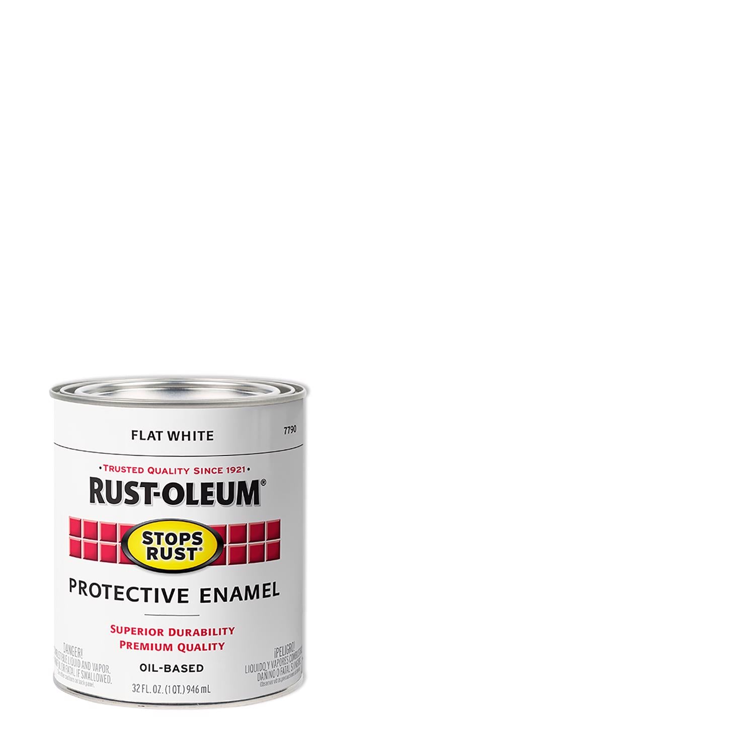Rust-Oleum Stops Rust Indoor and Outdoor Flat White Oil-Based Protective Paint 1 qt - Case of 2